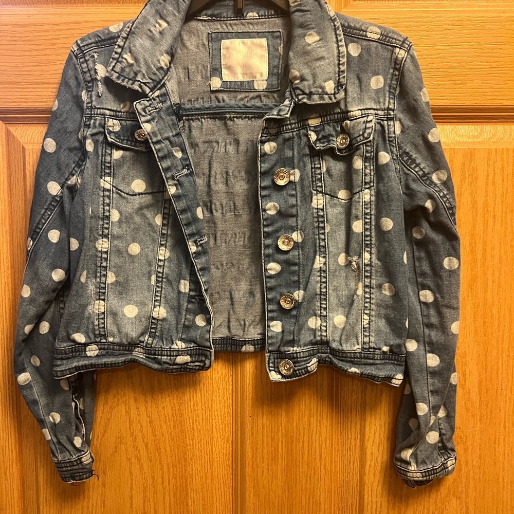 Justice Denim Jacket with White Dots